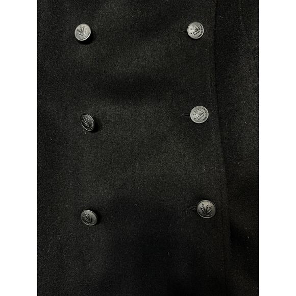 Rag & Bone Wool Leather Peacoat Black Structured Peacoat Size M Made In USA - Picture 7 of 12